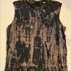 Bleach dyed custom tank w/ safety pins